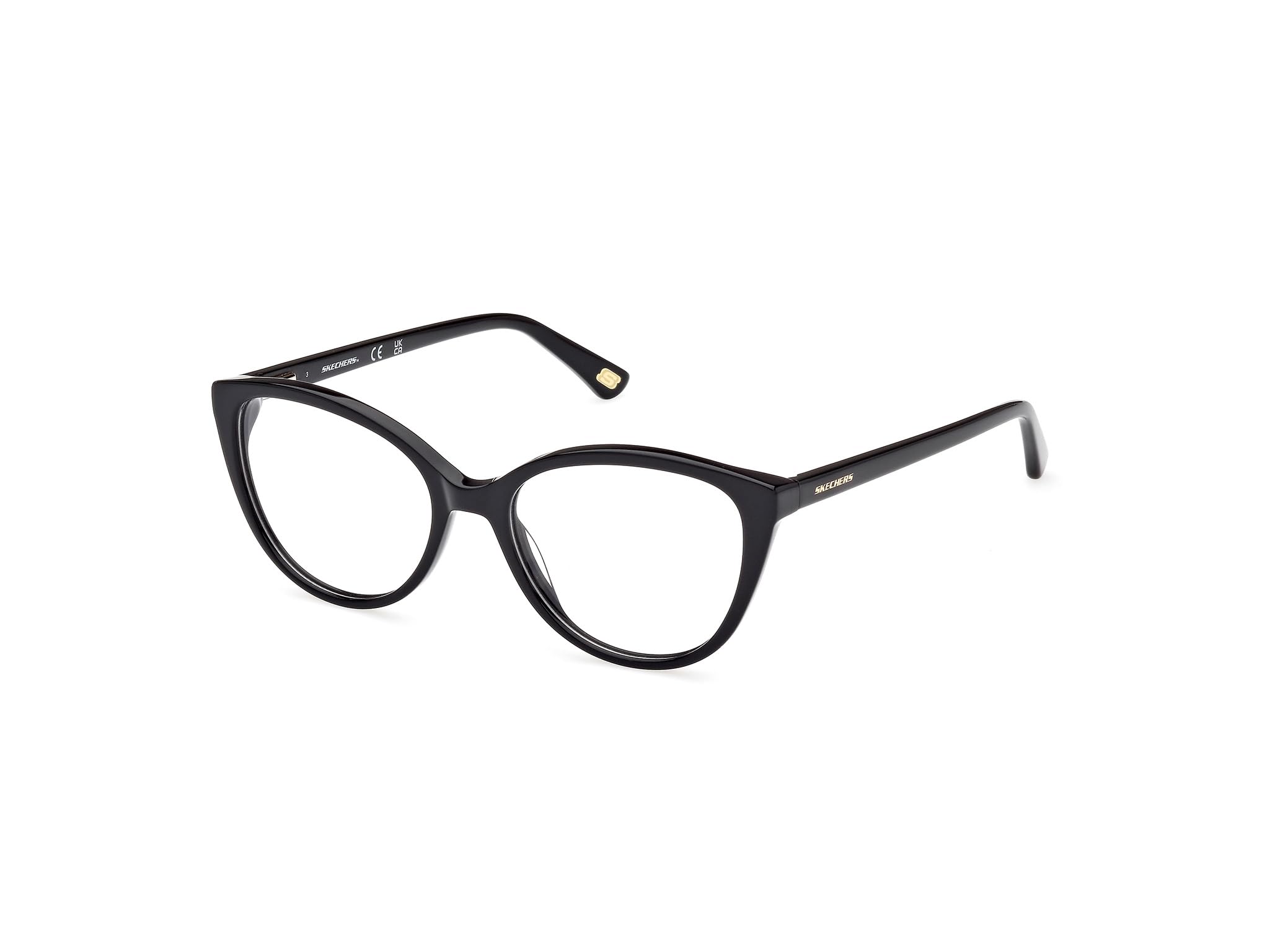 Skechers Brille mit Sehstärke für Damen optional mit Sonnenbrillentönung oder Blaulichtfilter, Katzenauge, gefertigt aus Acetat, Modell: SE2215 (inklusive Brillenetui)