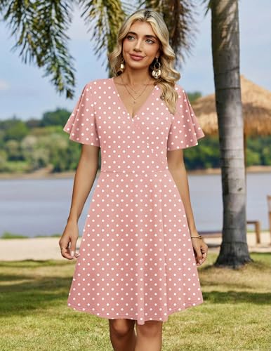 Image of Zeagoo Womens Summer Dresses Wrap V Neck Dress Floral A-Line Ruffle Sleeve Casual Sundress with Pockets 2026