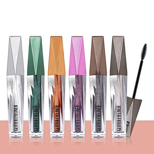 Colored Mascara,SUNSENT Shimmer Mascara Waterproof Smudge-proof Glitter Mascara for Eyelash Eye Makeup (6PC)