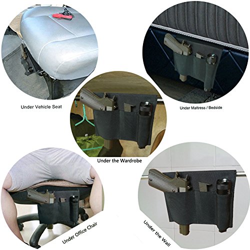 Bedside Holster, Pistol Holster, Bed Side Holster, Under Mattress Handgun Holster, Tactical Gun Holster With Flashlight Loop Holder Black #TOP3