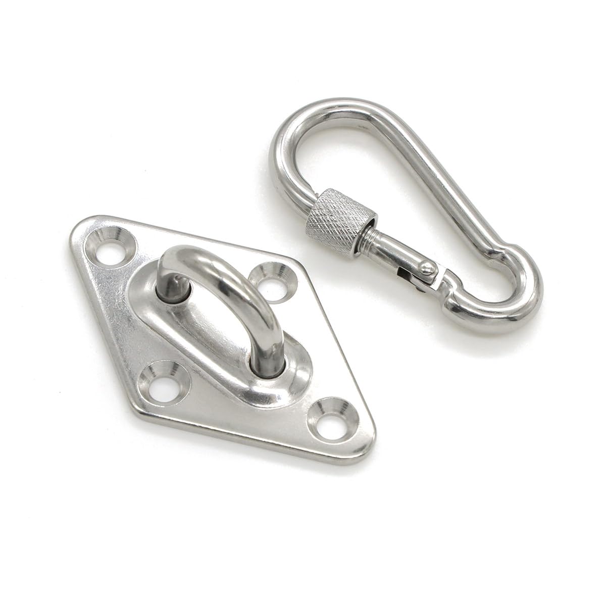 6Pcs 304 Stainless Steel 2.3 Inch Pad Eye Plate Hook and 304 Stainless Steel 2 Inch Snap Hook, Ceiling Hooks, Marine Application Hook, Sail Shade Hardware