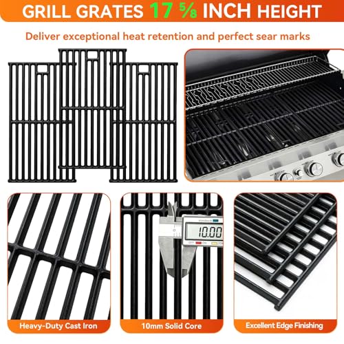 Image of Grill Grates for Monument 24367 35633 17842, Cast Iron Grates Replacement Parts for Dyna Glo 5-Burner DGE530SSP DGE530SSP-D BGE530PSP DGF530SRP DGE530SSP-1, Cooking Grids 3 Pack