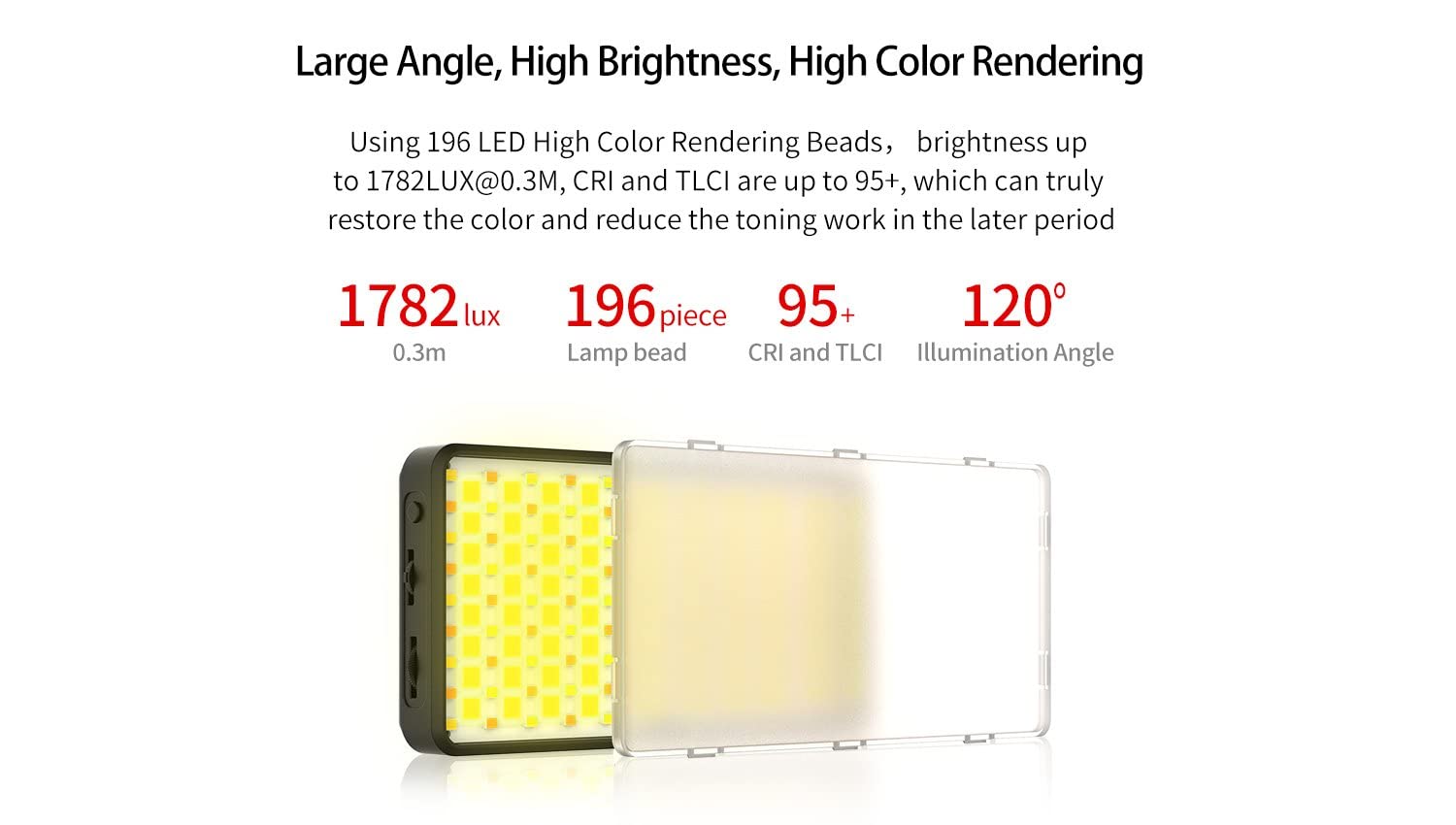 Ulanzi VIJIM VL196 - Lampada LED RGB multicolore per fotocamera e smartphone, con temperatura colore regolabile (RGB + 2500 K-9000 K) e batteria da 3000 mAh per Vlog Studio Streaming
