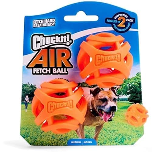 Chuckit! Air Fetch Hundespielzeug, Größe M, 6,3 cm Durchmesser, für Hunde von 9-27 kg, 2 Stück