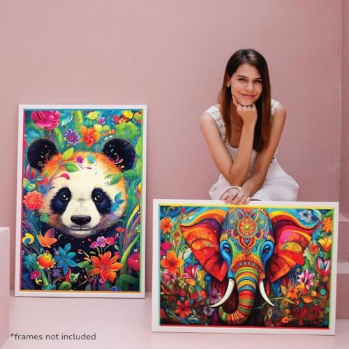 Image of 500 Piece Puzzles Combo: The Wise Elephant + Bambootiful Panda for Kids & Adults | Mind, Peace Relaxing, Screen-Free Play Brain Game - Family & Nature Lovers