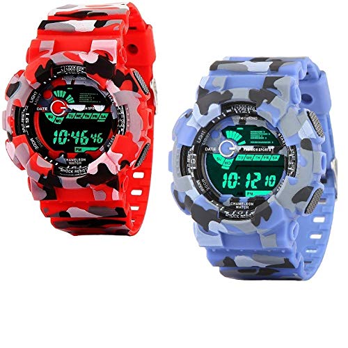 Emartos Combo of 2 Digital Multicolour Black dial Sports Mens and Boys Watch (Blue,Red) (B07XQ3SSNF) Amazon Price History, Amazon Price Tracker