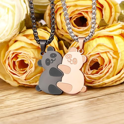Panda Couples Necklace Cute Panda Hugging Puzzle Matching Necklaces Gift for Men Women2