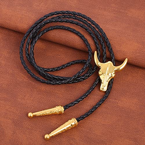 Image of HUABOLA CALYN Native American Bolo tie Rodeo Cowboy Leather Necktie Western Bolo ties for Men Women Necktie for Concert Fans