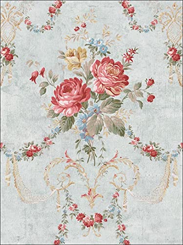 Amazon.co.jp: 壁紙Victorian Floral Bouquet Swagマルチ色on Light