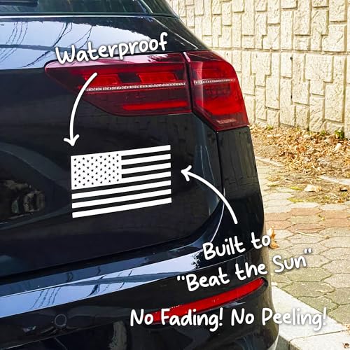 Image of GRITKULTURE Matte Subdued American Flag Decal Stickers 2 Pack for Cars, Trucks, Hard Hats, Laptops, Tumblers, and Window Police Military Tactical US Flag (Matte White)