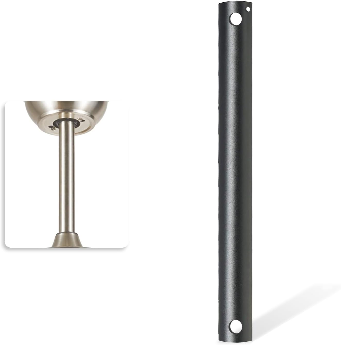 36 Inch Ceiling Fan Downrod with Extension Cord, 3-Foot Black Ceiling Fan Extension Rod, 1-Inch OD, ceiling fan downrods for Various Fans (Black, Not Threaded) 36in Balck