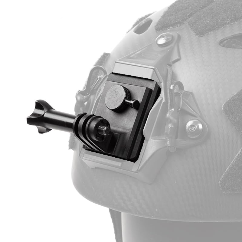 FMATAL GEAR CNC Machined 6061 Aluminum Tactical Helmet Camera Mount for GoPro, DJI Osmo Action, Insta360 - NVG Style Action Camera Bracket for Airsoft, Military, Outdoor Sports (Black)