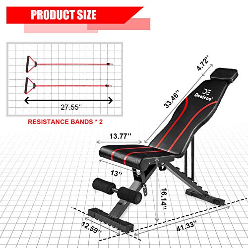 Adjustable Weight Bench with Upgraded Headrest, Foldable Workout Bench for Home Gym Strength Training, 500lbs Incline Decline Flat Exercise Bench Press for Wegiht Lifting by Dualeco