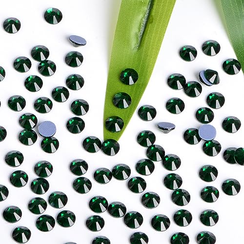Image of Bymitel Hotfix Crystal Rhinestones Round Gems Iron on DIY Jewelry Making Flat Back for Crafts,Emerald, 6.3mm(SS30 /288pcs)
