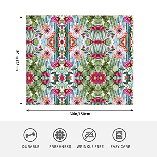 Couverture flanelle rose motif cactus en microfibre douce - 6