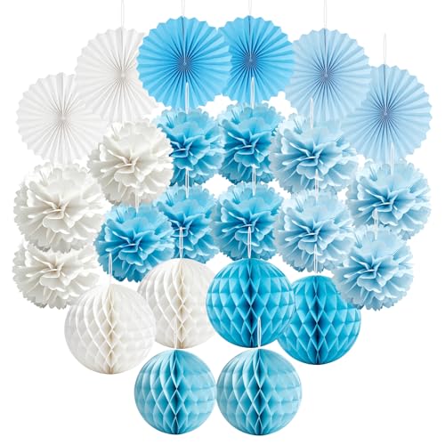 Xinjiayi 24 boules decoration anniversaire en nid d'abeille Bleu
