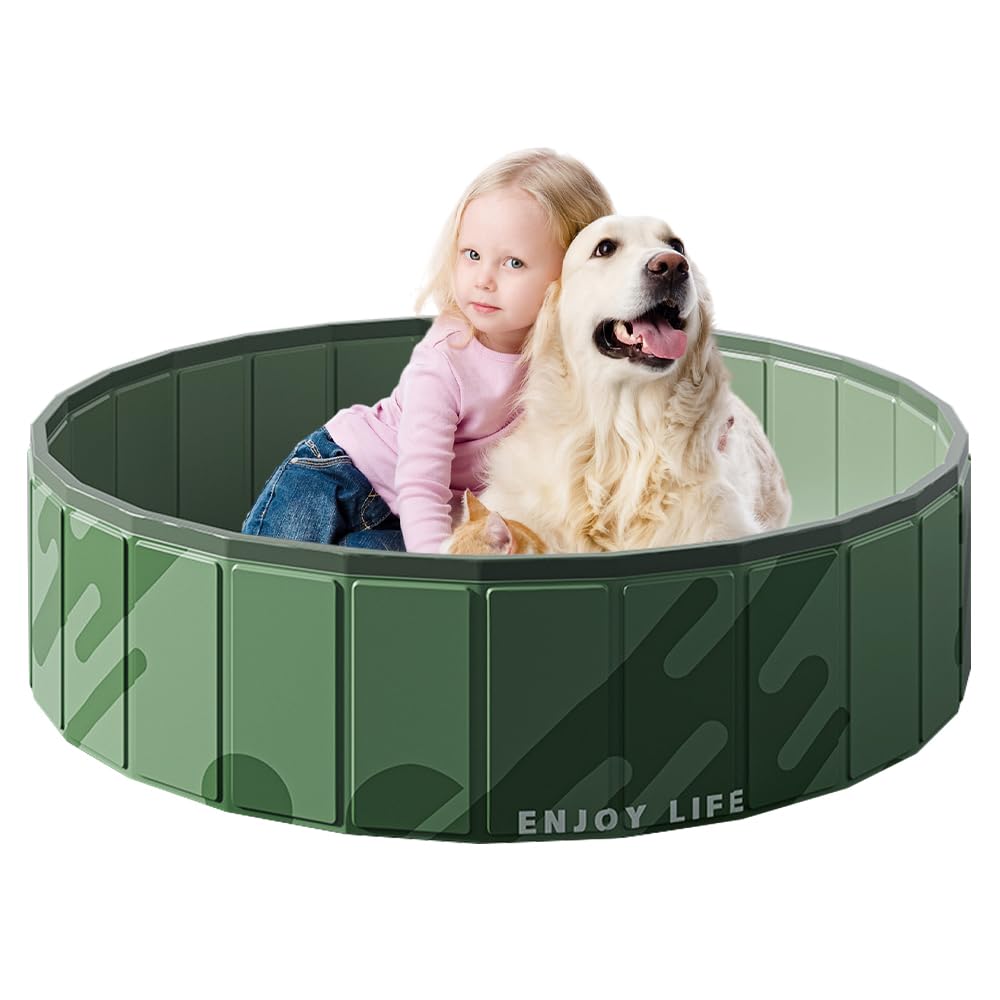 KBIBCK Ball Pit, Foldable Baby Ball Pit, 100cm Kids BallPit for Children Girls Boys, Nursery Baby Playpen, Portable Babys Round Ocean Balls Pool for Dogs Cats Indoor Outdoor,Balls Not Included (Green)