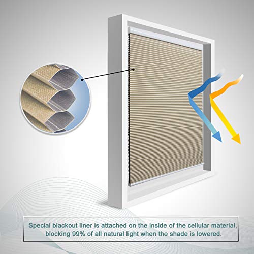 image for Grandekor Blackout Cellular Shades Single Cell Cordless Room Darkening