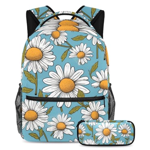Sac à dos vintage marguerites pour le collège et le lycée, style rétro fleuri tendance