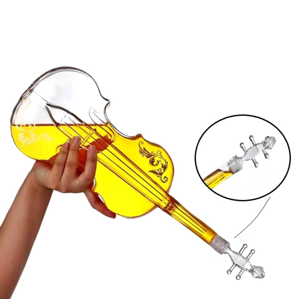 MagiDeal Carafe à Vin En Forme De Violon - Décanteur Cristal Avec Support Acajou, Cadeau Musique