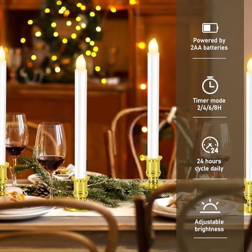 Velas LED de Navidad para ventana con mando y ventosas paquete de 8 3