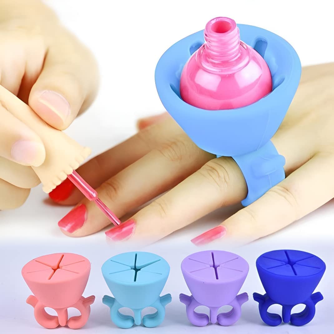 SUNISA Nail Polish Lipstic Stand For Women Differs In Light Weight | Fingernail painting tool/Silicone anti spill bottle stand,/ Wearable nail polish... 3