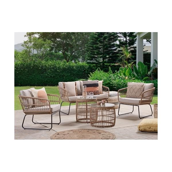 Beliani Ravello Lounge-Set Polyrattan Beige