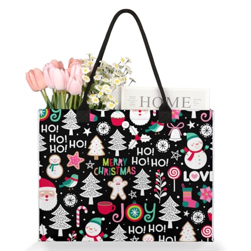 Christmas Cute Patterns Tote Bag for Women Large Beach Bag Reusable Tote Bags for Work Travel Beach Shopping3