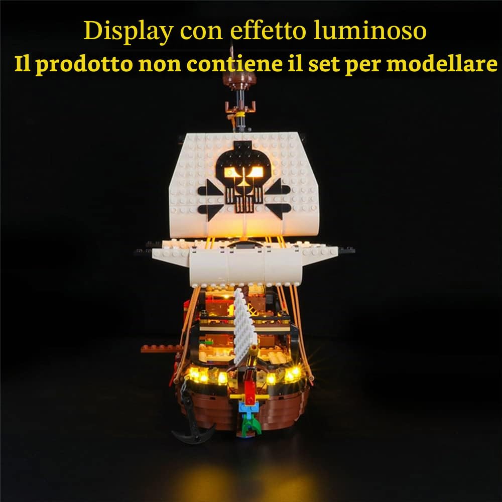 GEAMENT Set di Luci LED Compatibile Con LEGO Galeone dei Pirati (Pirate Ship) – Kit Di Illuminazione per Creator 31109 (Modello di mattoncini non incluso)