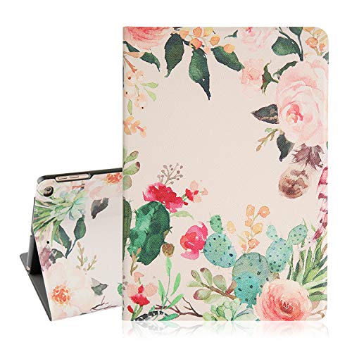 Rose Flower for iPad Air Case 9.7, Cactus Pink Folio Stand Tablet Smart Case Cover Auto Sleep Wakeup Function foriPad 5th/6th Gen for iPad Air 1/2 2017 2018