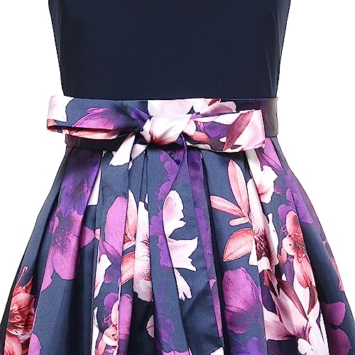 Image of S.L. Fashions Women's Plus Size Tea Length Tuck Neck Fit and Flare Dress