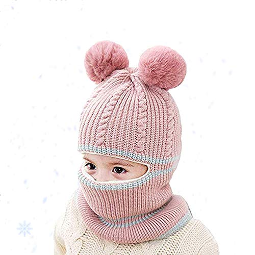 Preisvergleich Produktbild auvstar Baby Jungen Mädchen Wintermütze,Strickmütze,Niedlich Kinder Winter Warm Woll Haube Kapuze Schal Beanie Mützen Hüte,Winter Säuglings Kinder Accessoires,Geben Ihrem Kind (Pink)