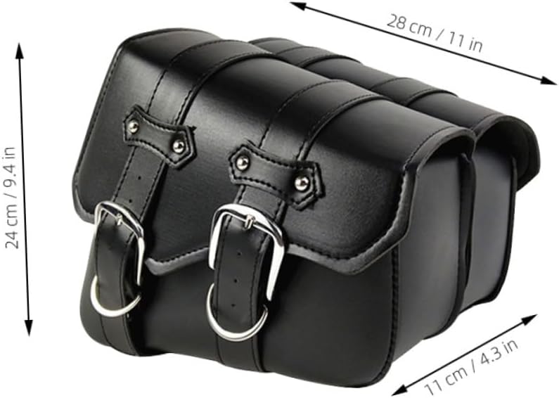 OUNONA 1pair Motorcycle Hanging Bag Pu Leather Triangle Saddlebag for Motorbike Stylish Design Fit Material for Personal Storage Black