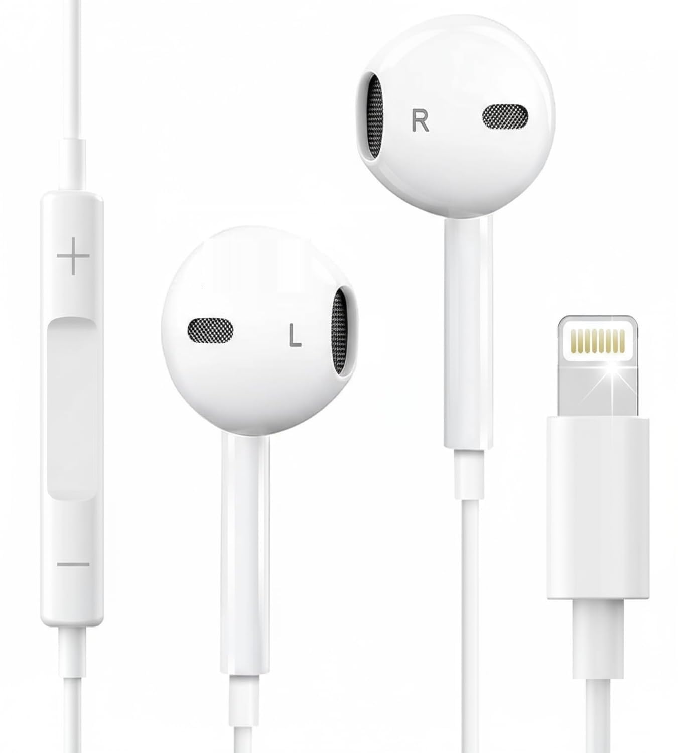 RUAAN MFi Certified Lightning Connector Earphones for iPhone 6/7/8/X/XR/XS/11/12/13/14 | Wired Headset with Mic & Volume Button-image-45