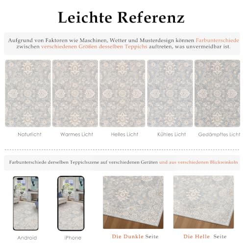 PureCozy Teppich Wohnzimmer 80x150cm Schlafzimmer Blau Teppiche – Ansicht 7