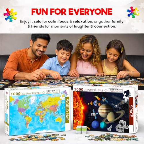 Image of Castle Jigsaw Puzzles for Kids and Childrens - Realistic Illustration Challenging Brain Booster Gifts, Fun and Creative Fun Game - Ages 5+ (500 Pcs) (World Map + Spac)