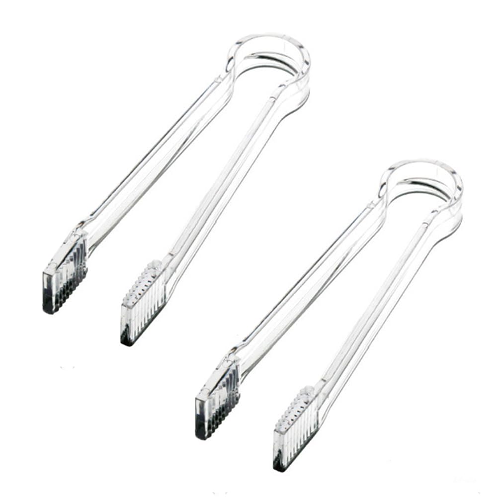 XIAOJINGQINGAQ 2 Pack Plastic Buffet Serving Tongs, Small Clear Versatile Tongs for Food, Ice, Sugar, Salad, Toast, Tweezers