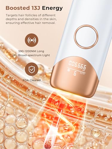 Ubroo Laser Hair Removal with 5 Ice Cooling,Hand-held Hair Removal Device IPL Hair Removal for Women and Men,Reduce Hair Regrowth,Full Body Use for Legs,Bikini,ArmpitsGold - image 2