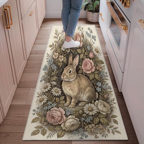 Tapis de couloir esthétique au design rustique et rose - 2