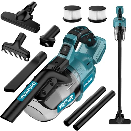 Akku Staubsauger für Makita 18V Akkus 20000Pa Leichter Staubsauger mit HEPA-Filter 5in1 Handstaubsauger mit LED-Licht Für Teppich Hartboden Möbel Auto (Ohne Akku) Blau