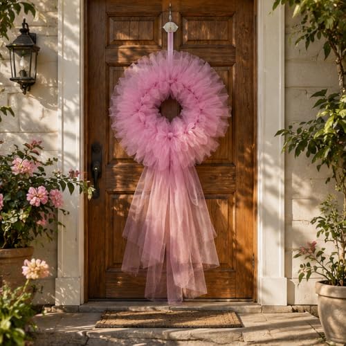 Image of Dusty Pink Tulle Fabric Ribbon 6 Inch by 25 Yards Rolls Fabric Spool Tulle for Gift Wrapping Wedding Decorations Craft Supplies DIY Tutu Skirt Baby Shower Birthday Party
