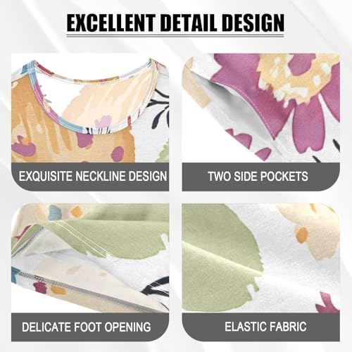 Summer Pajama Set Eastereggs Floral Pattern, Short Sleeve Sleepwear Nightwear4