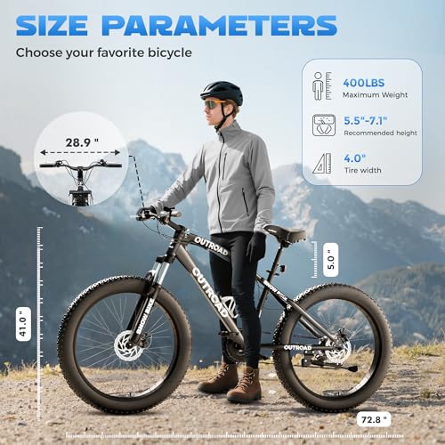 Incbruce 26 Inch Fat Tire Mountain Bike, High Carbon Steel