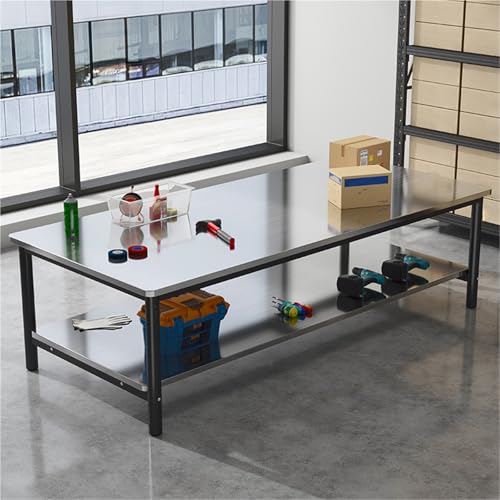 Stainless Steel Table for Prep & Work, 2-Tier Stainless Steel Work Table, Commercial Heavy Duty Table, Commercial Table, for Home Restaurant Garage(100 * 80 * 74cm/39.3 * 31.4 * 29