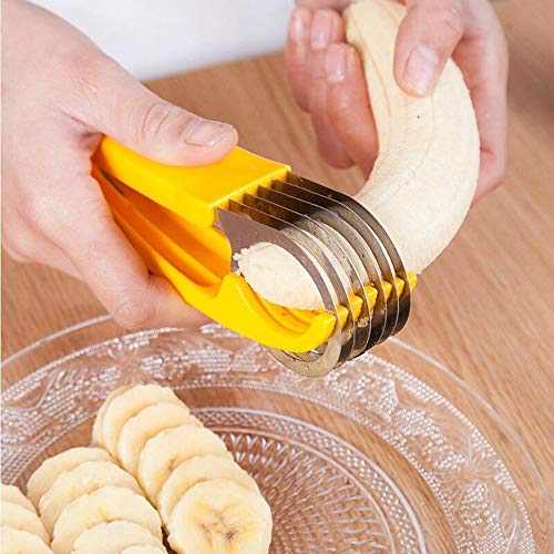 Cortador de banana em aço inoxidável Cortador de salada de frutas Ferramentas de cozinha para salsic