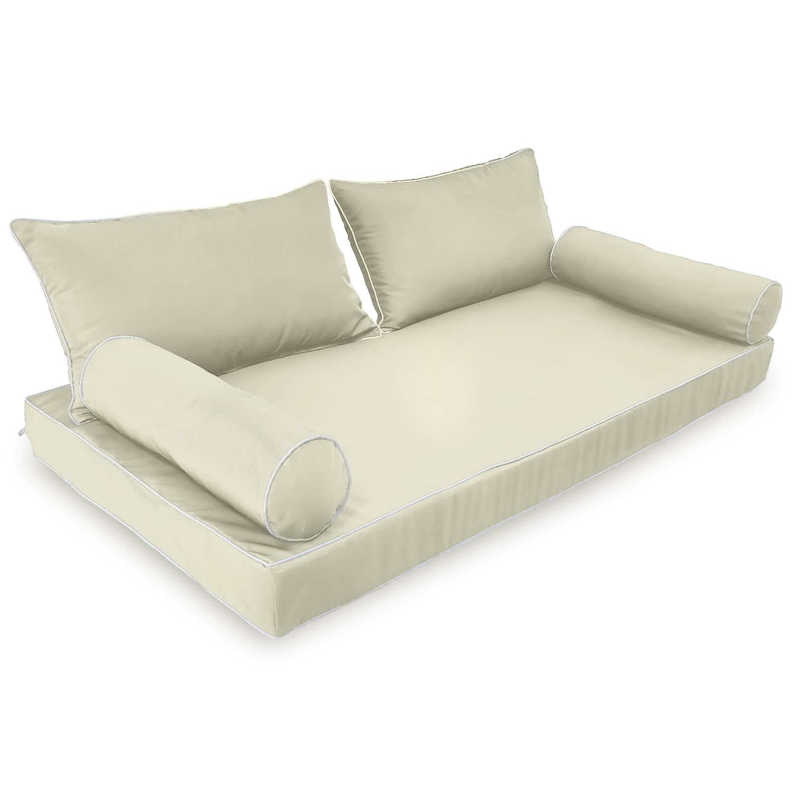 Outdoor Daybed Cushion Cover Twin,Daybed Mattress Bolster Pillow Fitted Sheet Cover,Twin Size Outdoor Daybed Cushion Covers (Beige, 75 * 39 * 6in)