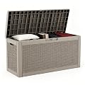 DRATO 60 Gallon Deck Box, Waterproof Resin Large Outdoor Storgae Box for Patio Furniture, Patio Cushions, Gardening Tools, Pool Supplies, Lockable (Gray, 60 Gallon)