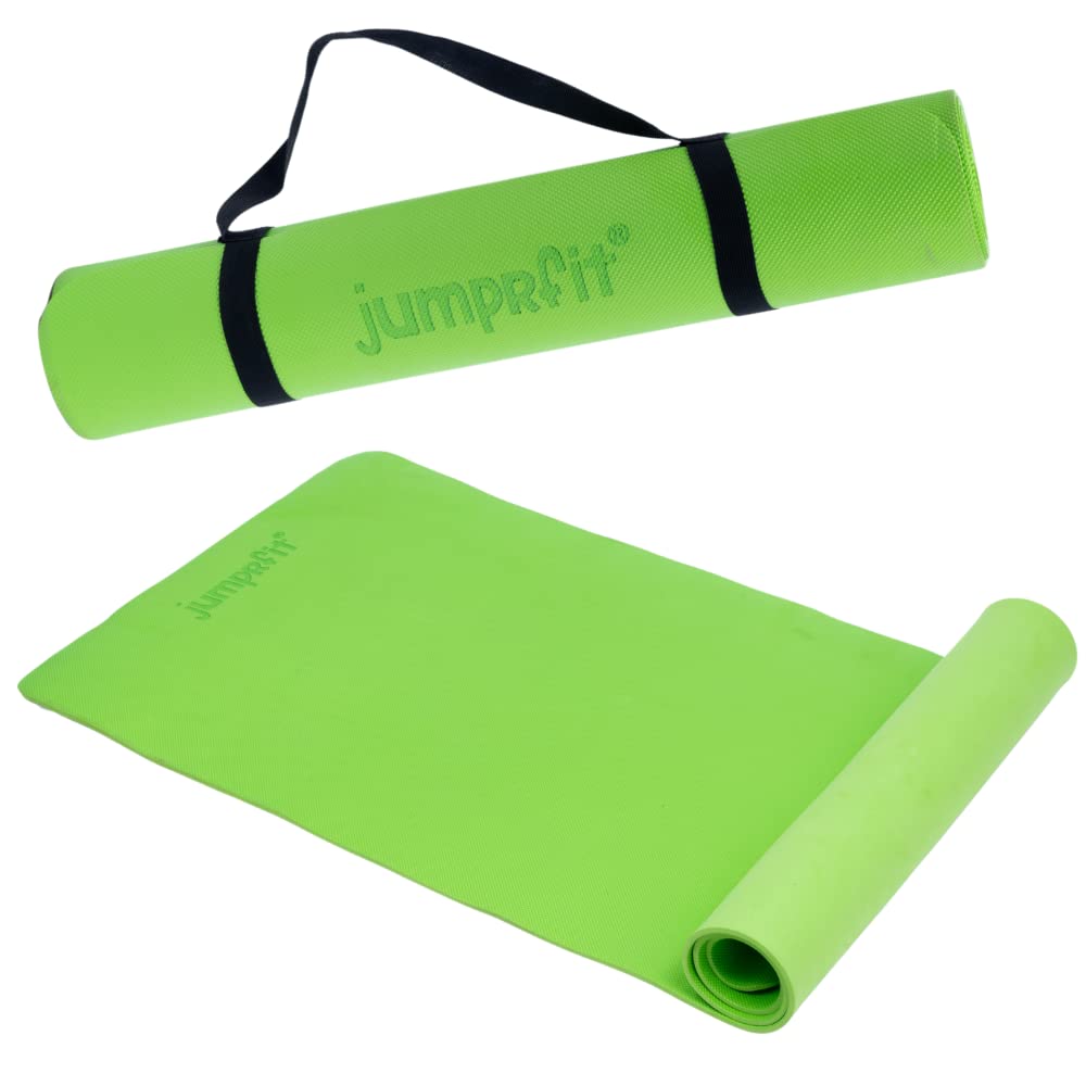 Jumprfit Eva Yoga Mat with Shoulder Carry Strap Anti Skid Yoga Mat Gym Workout Flooring Fitness Exercise Extra Large Extra Thick Single Color Side Soft Yoga Mat for Men Women (6mm) (Green) (B09W9NT5T6) Amazon Price History, Amazon Price Tracker