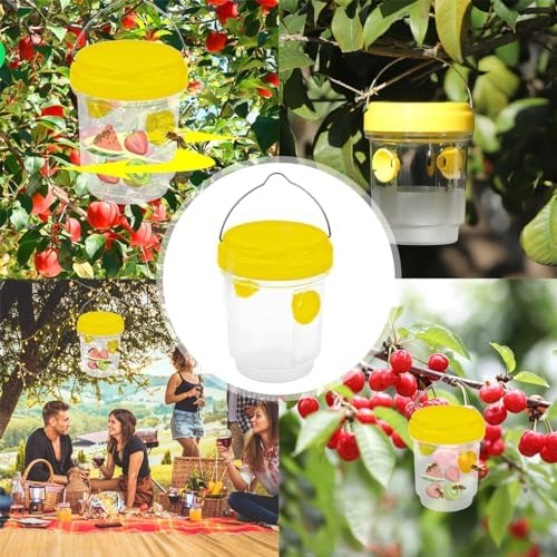 2 Pack Wasp Traps Outdoor Hanging Carpenter Bee Trap for Hornet Yellow Jacket Wasps Reusable Wasp Catcher Bee Catchers for Outside (Green) - 4