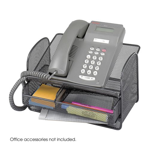 Safco Products 2160BL Onyx Mesh Telephone Stand with Drawer, Black - Thumbnail 6